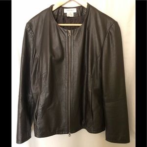 Nine West Brown Leather Jacket Size 16
